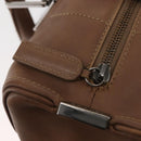 CHANEL Choco Bar Hand Bag Lamb Skin Brown Silver CC Auth 149307-21