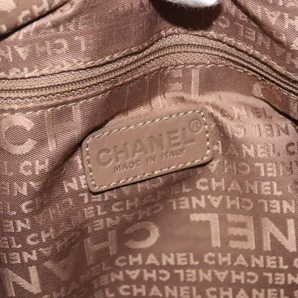 CHANEL Choco Bar Hand Bag Lamb Skin Brown Silver CC Auth 149307