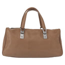 CHANEL Choco Bar Hand Bag Lamb Skin Brown Silver CC Auth 149307-13