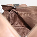 CHANEL Choco Bar Hand Bag Lamb Skin Brown Silver CC Auth 149307-23