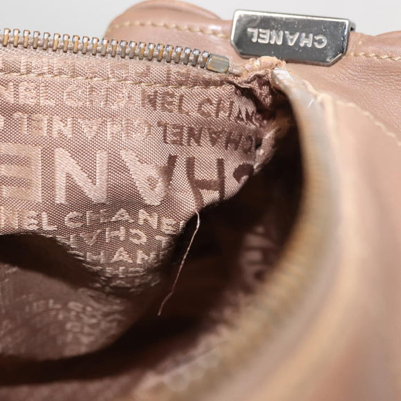 CHANEL Choco Bar Hand Bag Lamb Skin Brown Silver CC Auth 149307