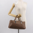 CHANEL Choco Bar Hand Bag Lamb Skin Brown Silver CC Auth 149307-27