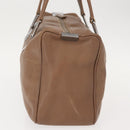 CHANEL Choco Bar Hand Bag Lamb Skin Brown Silver CC Auth 149307-3