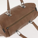 CHANEL Choco Bar Hand Bag Lamb Skin Brown Silver CC Auth 149307-7