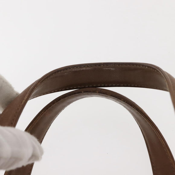 CHANEL Choco Bar Hand Bag Lamb Skin Brown Silver CC Auth 149307