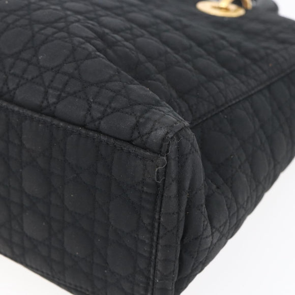 Christian Dior Canage Hand Bag Nylon Black Gold Auth 149311