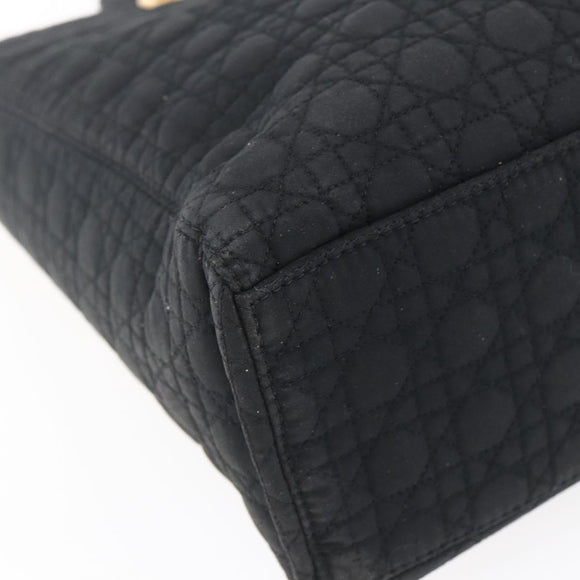 Christian Dior Canage Hand Bag Nylon Black Gold Auth 149311