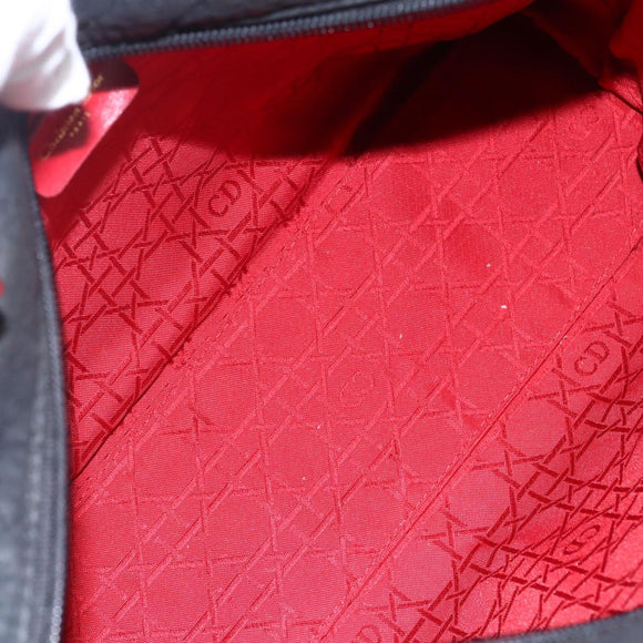 Christian Dior Canage Hand Bag Nylon Black Gold Auth 149311