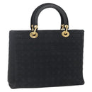 Christian Dior Canage Hand Bag Nylon Black Gold Auth 149311-1