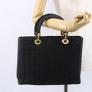 Christian Dior Canage Hand Bag Nylon Black Gold Auth 149311-21