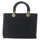 Christian Dior Canage Hand Bag Nylon Black Gold Auth 149311-13