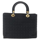 Christian Dior Canage Hand Bag Nylon Black Gold Auth 149311-2