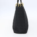 Christian Dior Canage Hand Bag Nylon Black Gold Auth 149311-3