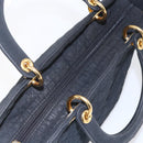 Christian Dior Canage Hand Bag Nylon Black Gold Auth 149311-6