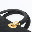 Christian Dior Canage Hand Bag Nylon Black Gold Auth 149311-8