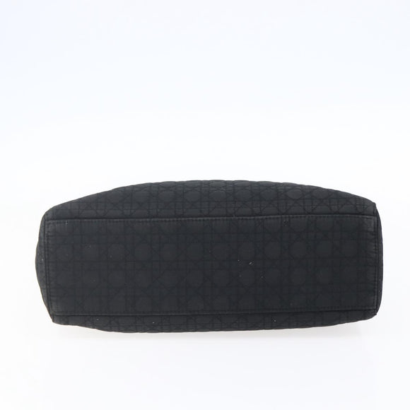 Christian Dior Canage Hand Bag Nylon Black Gold Auth 149311