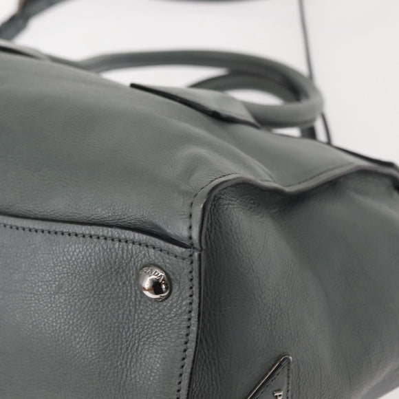 PRADA Hand Bag Leather Gray Silver Auth 149313