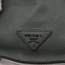 PRADA Hand Bag Leather Gray Silver Auth 149313-19