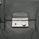PRADA Hand Bag Leather Gray Silver Auth 149313-20