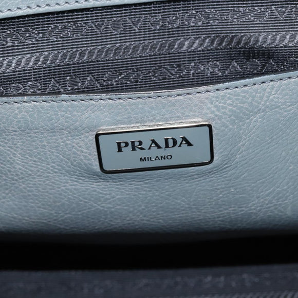 PRADA Hand Bag Leather Gray Silver Auth 149313