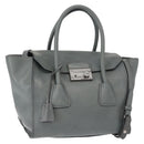 PRADA Hand Bag Leather Gray Silver Auth 149313-1