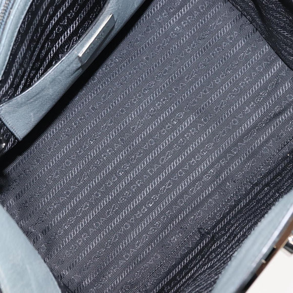 PRADA Hand Bag Leather Gray Silver Auth 149313