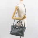 PRADA Hand Bag Leather Gray Silver Auth 149313-25