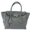 PRADA Hand Bag Leather Gray Silver Auth 149313-13