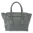 PRADA Hand Bag Leather Gray Silver Auth 149313-2