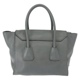 PRADA Hand Bag Leather Gray Silver Auth 149313 - 0