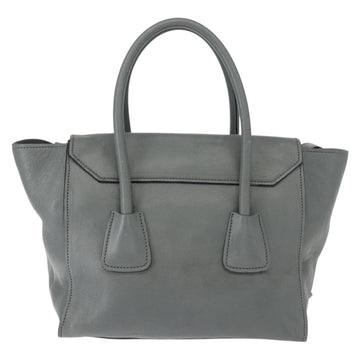 PRADA Hand Bag Leather Gray Silver Auth 149313 - 0