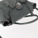 PRADA Hand Bag Leather Gray Silver Auth 149313-6