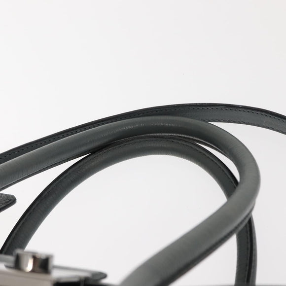 PRADA Hand Bag Leather Gray Silver Auth 149313