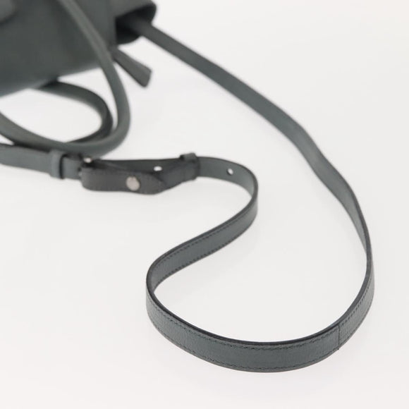 PRADA Hand Bag Leather Gray Silver Auth 149313