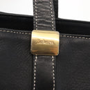 Burberrys Hand Bag Leather Black Gold Auth 149318-10
