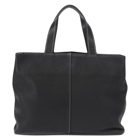 Burberrys Hand Bag Leather Black Gold Auth 149318