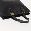 Burberrys Hand Bag Leather Black Gold Auth 149318-6