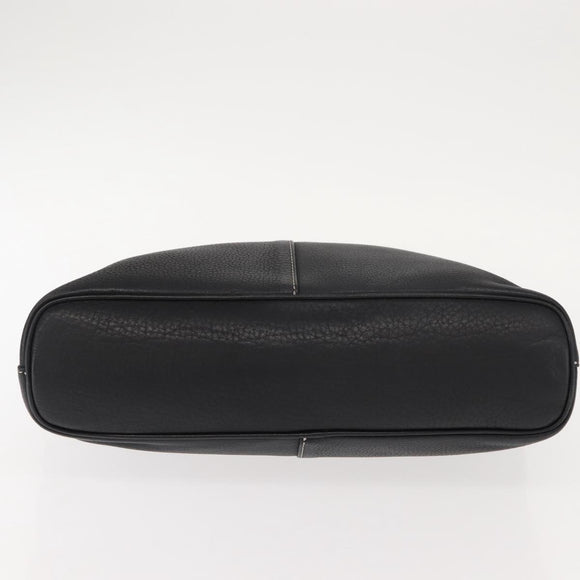 Burberrys Hand Bag Leather Black Gold Auth 149318