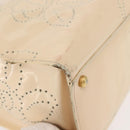 CHANEL Camelia Tote Bag Patent leather Beige Gold CC Auth 149325-9