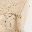 CHANEL Camelia Tote Bag Patent leather Beige Gold CC Auth 149325-15