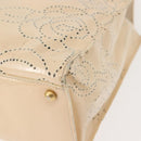 CHANEL Camelia Tote Bag Patent leather Beige Gold CC Auth 149325-16