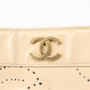 CHANEL Camelia Tote Bag Patent leather Beige Gold CC Auth 149325-17