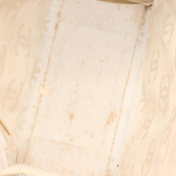 CHANEL Camelia Tote Bag Patent leather Beige Gold CC Auth 149325