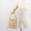 CHANEL Camelia Tote Bag Patent leather Beige Gold CC Auth 149325-23