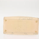 CHANEL Camelia Tote Bag Patent leather Beige Gold CC Auth 149325-5