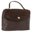 FENDI Hand Bag Leather Brown Gold Auth 149326-1