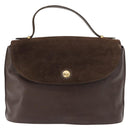 FENDI Hand Bag Leather Brown Gold Auth 149326-13