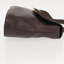 FENDI Hand Bag Leather Brown Gold Auth 149326-3