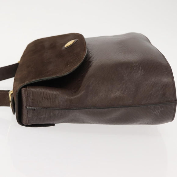 FENDI Hand Bag Leather Brown Gold Auth 149326