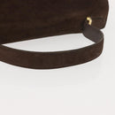 FENDI Hand Bag Leather Brown Gold Auth 149326-7